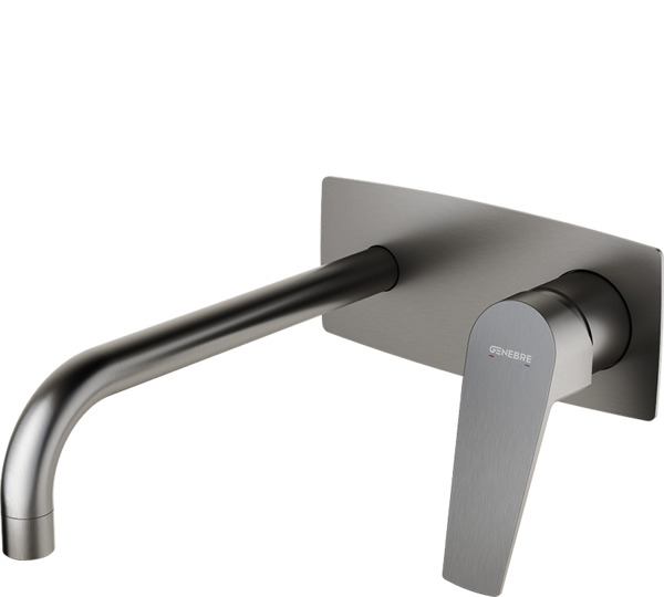 Monomando de lavabo empotrado caño 22 cm Acero Cepillado Kloe